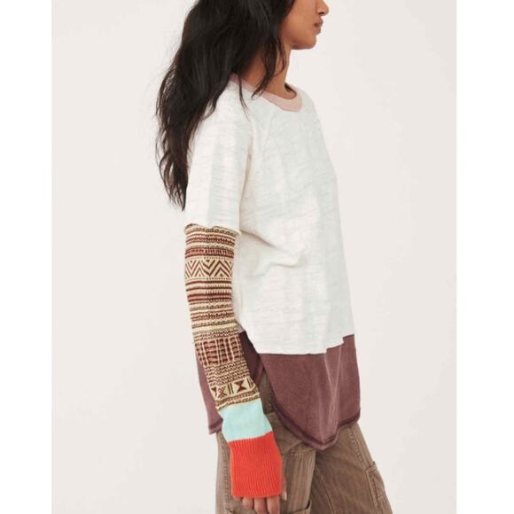 Free People Jordan Mix Knit Tee in Fun Time‎ Combo Size Small - Picture 1 of 12